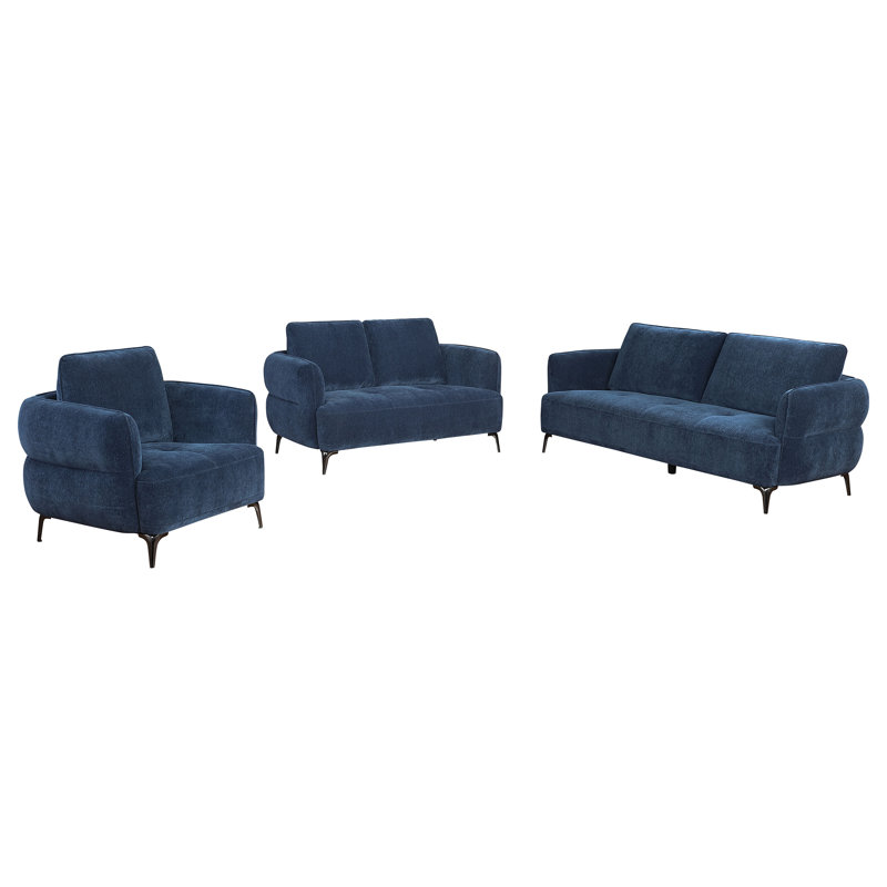 Ensemble de canapé rembourré 3 pièces Timar Elegance - Cafar - bleu