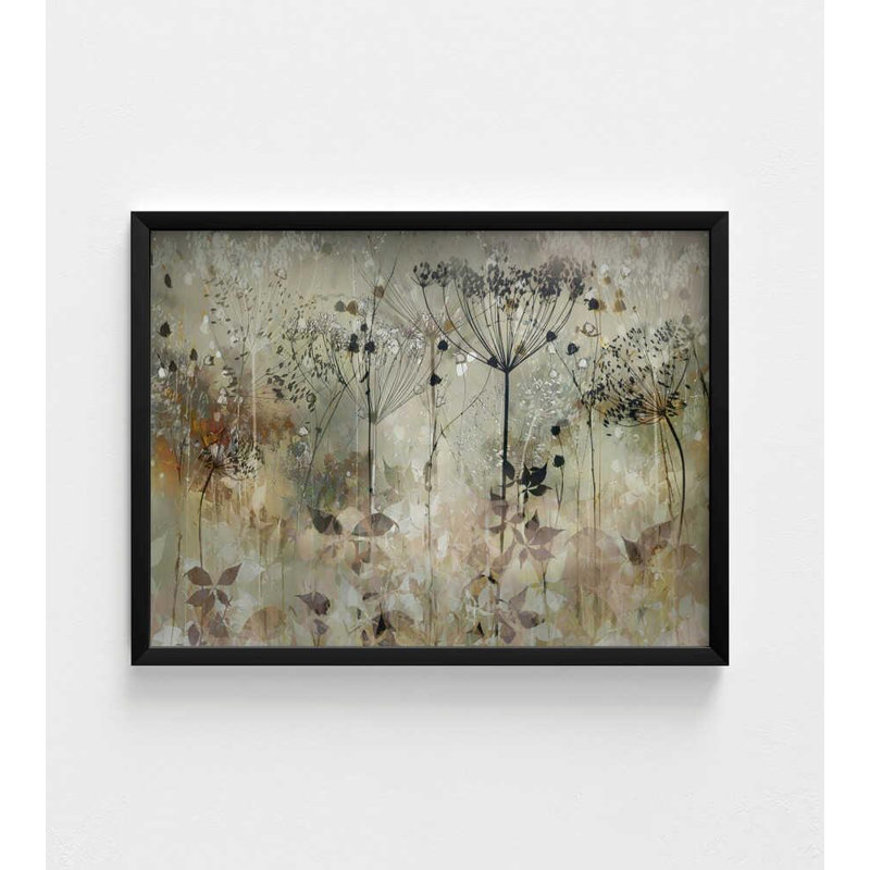 Art mural botanique prairie - impression de paysage floral neutre, H 42 po x l 56 po, Impression encadrée sans passe-partout