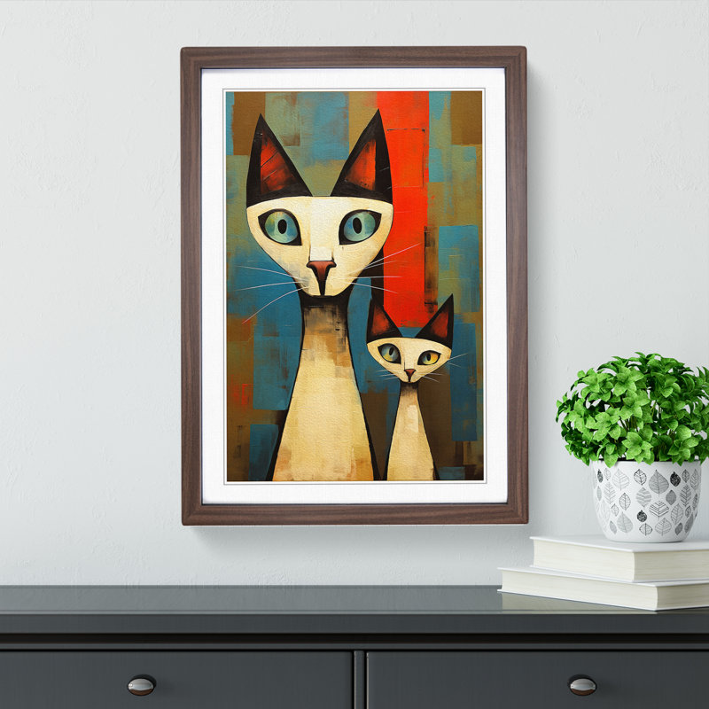 Siamese Cat Dadaism Art - Framed Print, Walnut, 34cm H x 25cm W x 2cm D