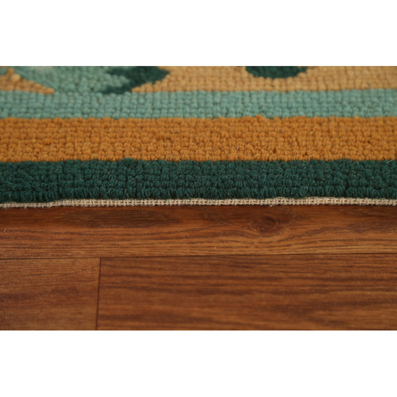 Tapis ivoire en laine bouclé / crocheté à la main Rema