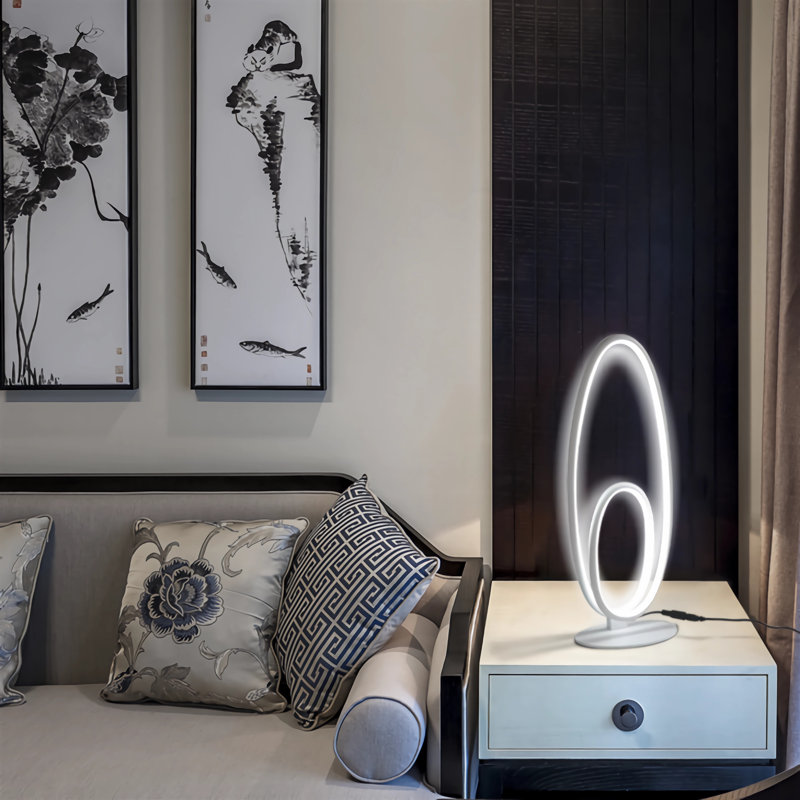 Lampe de table à DEL moderne pour chambre à coucher et maison, Blanc
