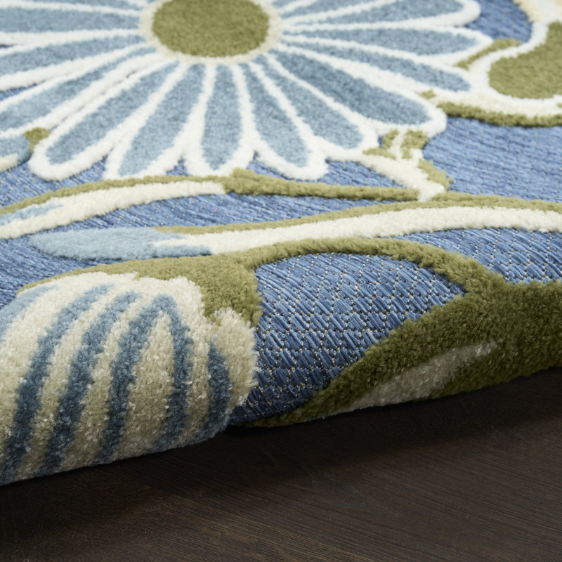 Tapis d'extérieur bleu sauge Shila, Rectangle 3 pi 6 po x 5 pi 6 po