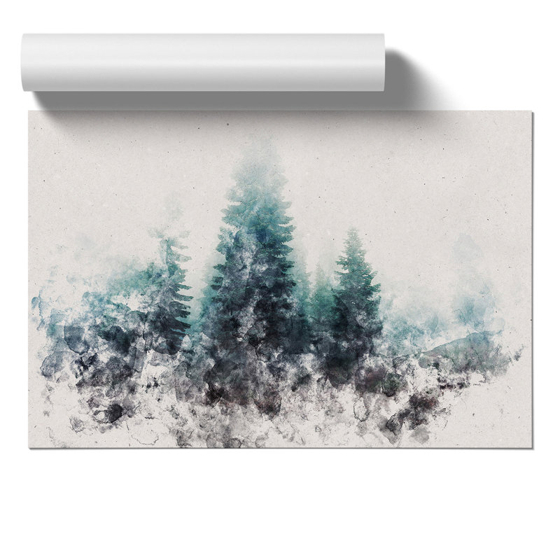 Fire Tree Forest Watercolour - Frameless Print, 30cm H x 42cm W x 0.1cm D