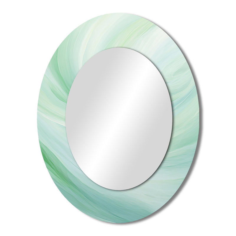 Miroir mural vert spirale ondulée verte, 43 po x 33 po