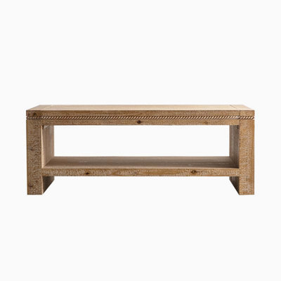 Rustic 2-Tier Rectangle Coffee Table - Solid Wood & MDF Farmhouse Coffee Table with Open Storage Shelf for Living Room/Apartment