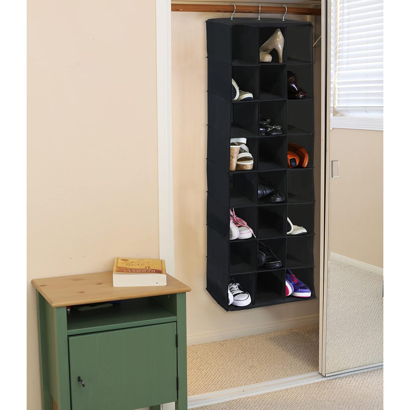 24 Pair Hanging Shoe Organizer, Black