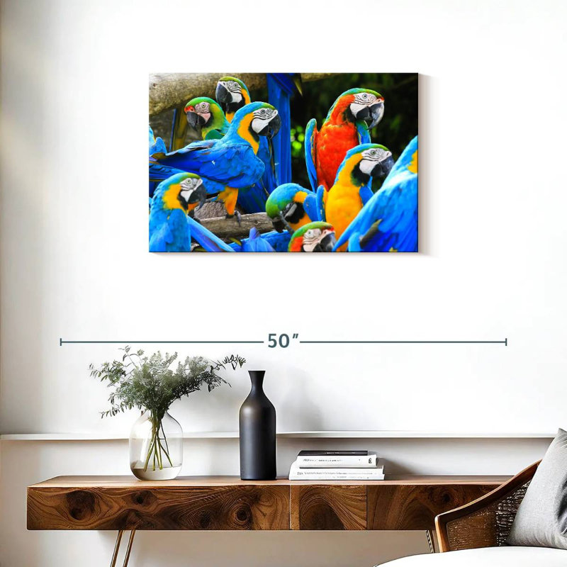 Brampt Flock Of Macaws, 20" H x 30" W