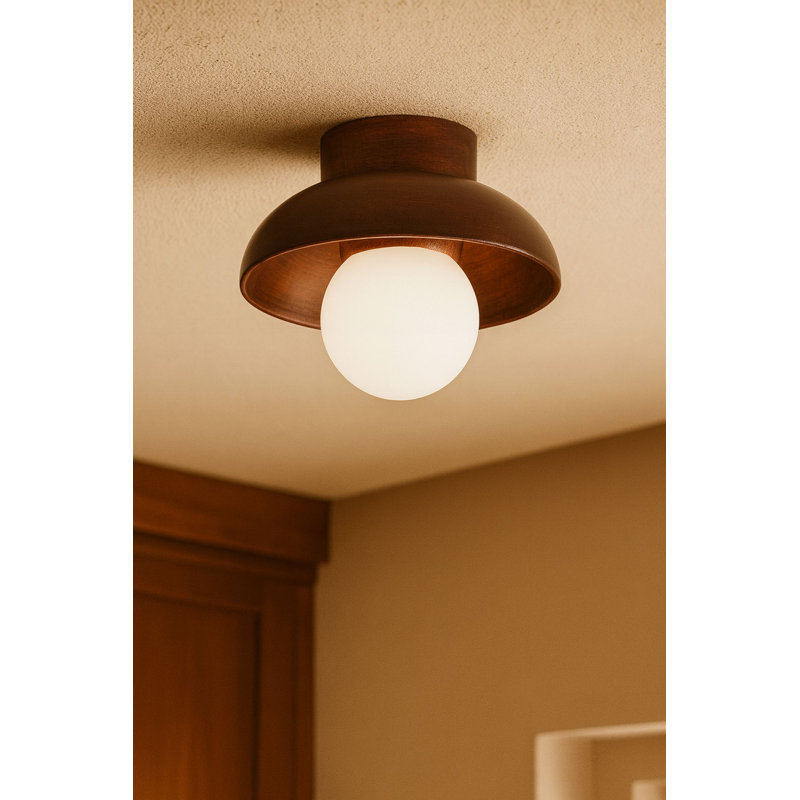 Elegant Wooden Wall Lamp, Walnut & White, Ø9.4 x 4.7 inches | Stylish Glass Cap, Total Height: 9.4 inches | Socket Type: 1 x G9 Max 10W (Bulb Not Included) | Perfect for Modern Home Decor & Ambient Lighting