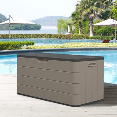 Coffre de terrasse extérieur verrouillable en plastique résistant à l'eau l 45,7 po