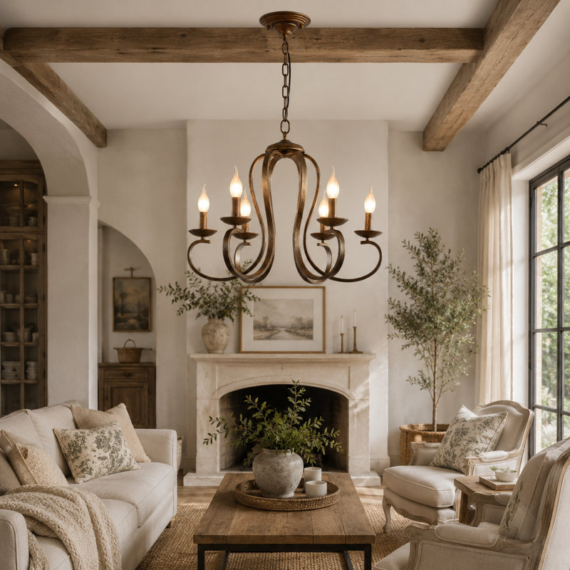 Kulpsville 6 - Light Candle Style Chandelier, Bronze