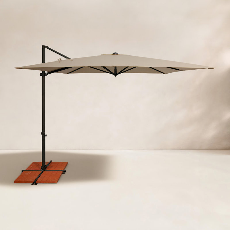 Parasol carré en porte-à-faux de 103,2 po Cora, Heather beige chiné, Noir