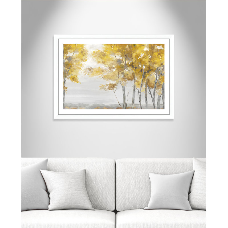Jaune altruiste - Art encadré autoportant, Cadre blanc mat, H 31 po x l 43 po x P 1,25 po