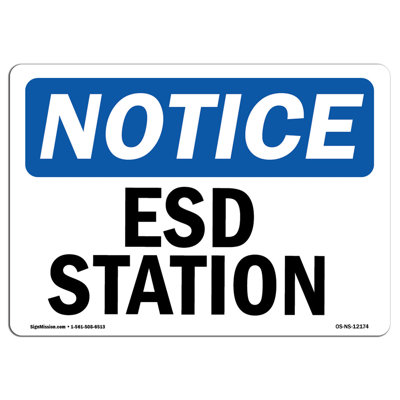 ESD Station Aluminum Sign 12 x 18