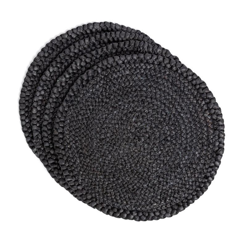 Ensemble de 4 napperons en fibre naturelle, Noir