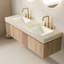 Meuble-lavabo suspendu double de 60 po avec comptoir en pierre frittée et tiroirs en bois cannelé, armoire, préassemblé-262480004