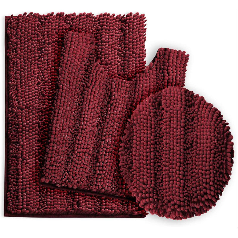 Peletier Non-Slip Bath Rug Set, Red