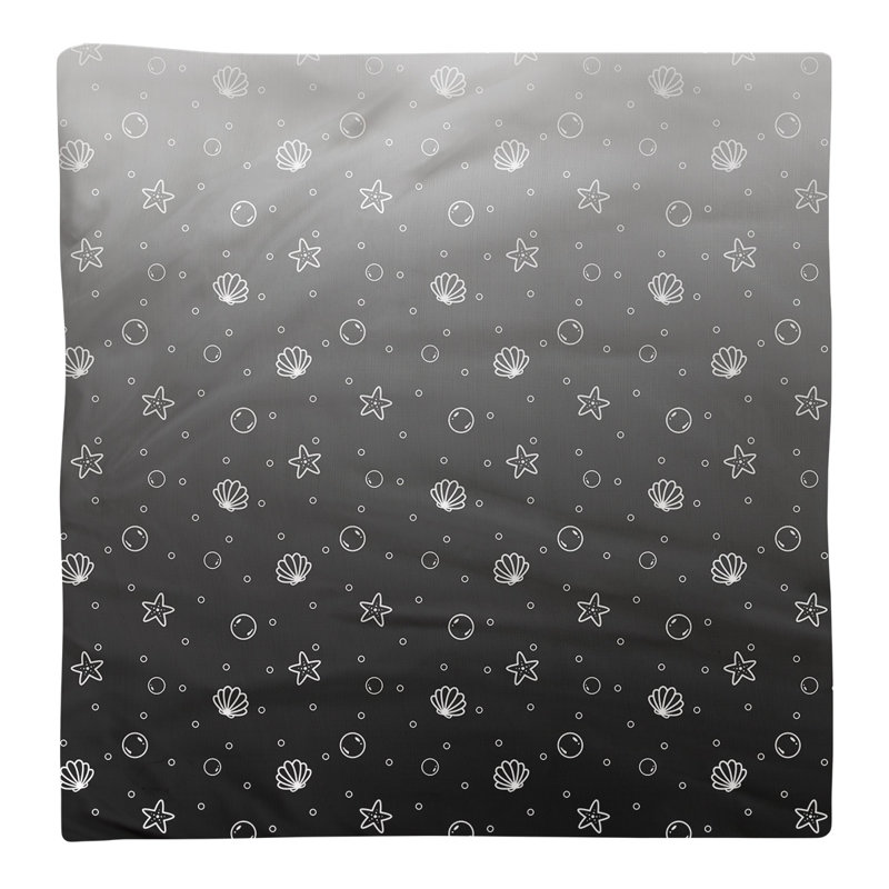 Serviette en coton à motif coquillage, Noir, H 0,1 po x l 10 po x P 10 po, Sergé de coton