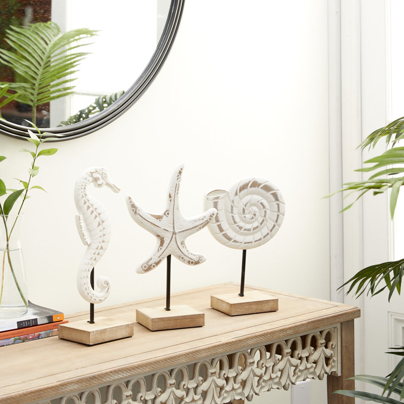 Harleigh Plastic Sea Life Decorative White Sculpture Set