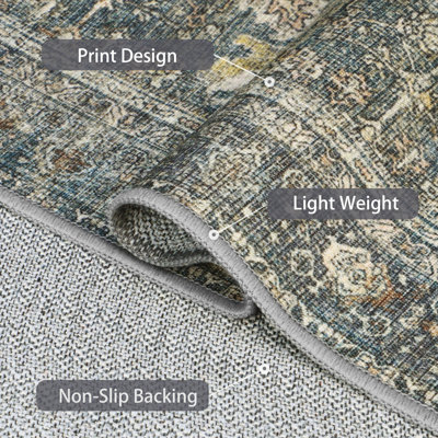 Abastos Oriental Performance Machine Washable Area Rug