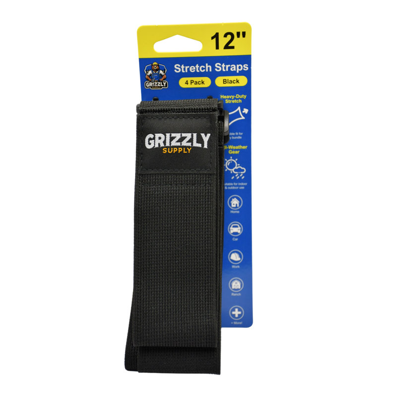 12" Hook and Loop Stretch Strap 4/pk