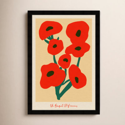 Modern Red Flower Bouquet Print