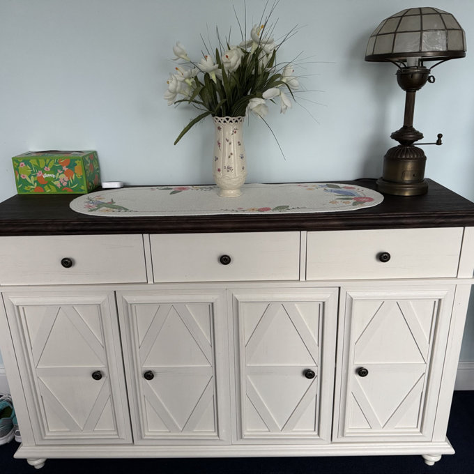 Saskia 4-Door 3-Drawer Sideboard With Farmhouse Design - White/Brown