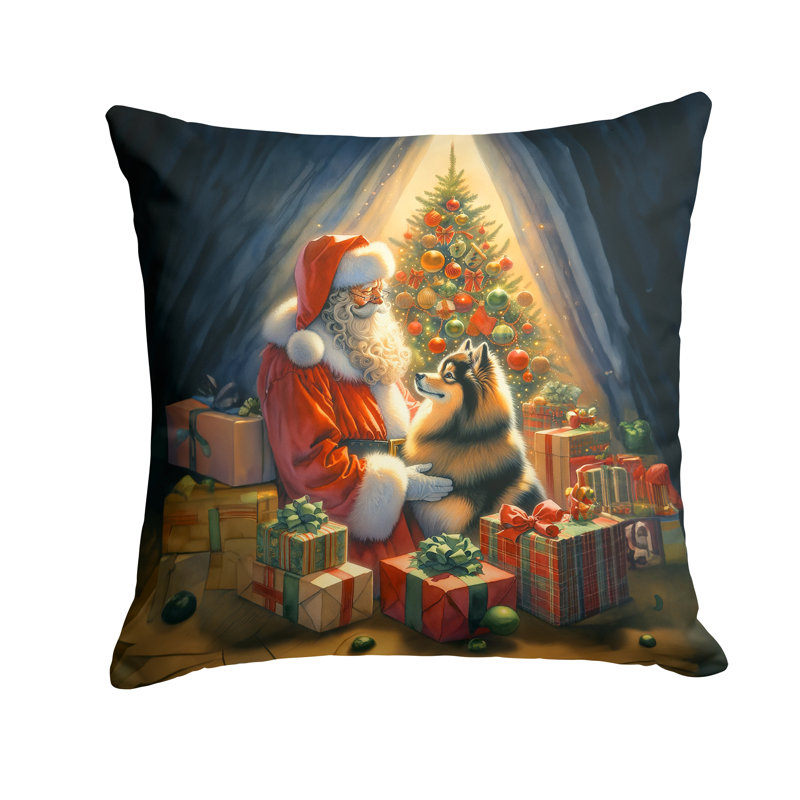 Coussin Finnish Spitz and Santa Claus, H 18 po x l 18 po
