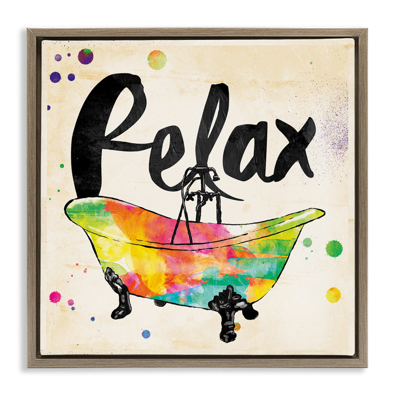 «Relax Rainbow Colors Icon Bath» par Jace Gray, art encadré sur toile flottante, Cadre flottant orme Montalcino