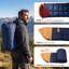 Sac de couchage toutes saisons pour adultes, sac de couchage de camping en coton et polyester avec sac de compression, bleu marine et rouge