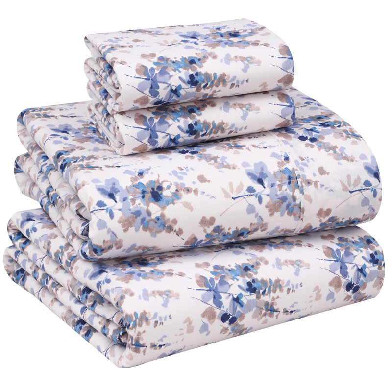 100% Cotton Sheets Sets Soft Crispy Percale Cooling Sheets 16 Inch Deep Pocket Bed Sheets, Queen Sheet Set with 2 Pillowcase