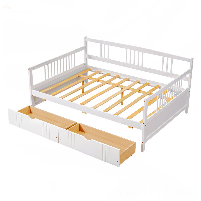 Full Size Daybed Wood Bed With Two Drawers