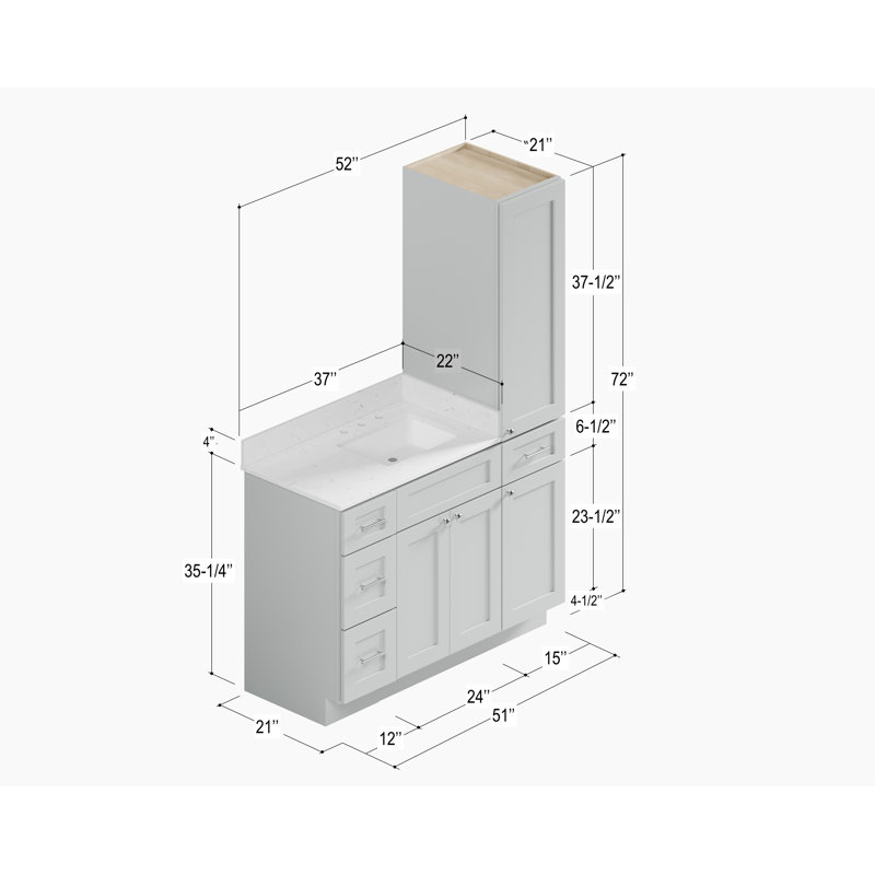 Ensemble de meuble-lavabo simple 51 po Disar, Gris