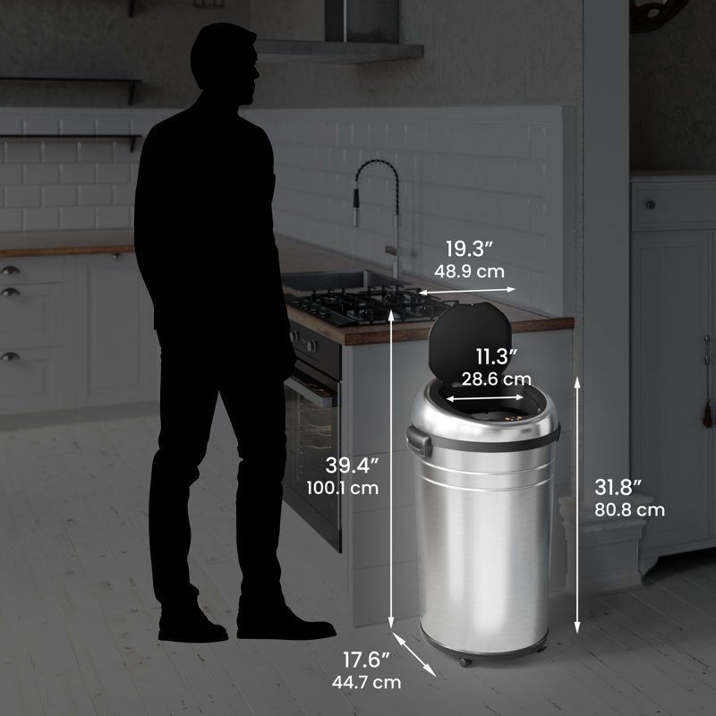 Touchless Stainless Steel Motion Sensor Trash Can, 23 gallons