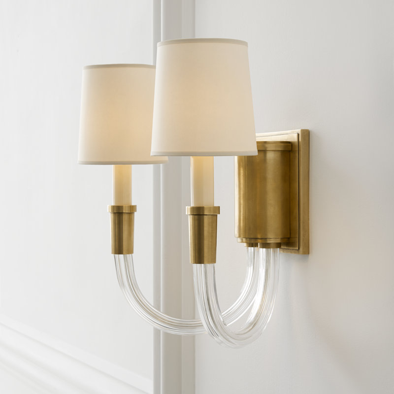 Thomas O'Brien Vivian Double Sconce, Antique Brass, Paper