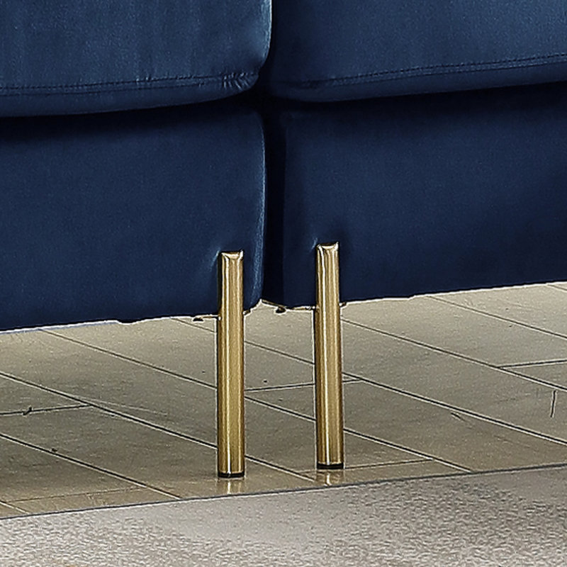 Canapé modulaire rembourré 2 pièces Saidel, Velours bleu marine