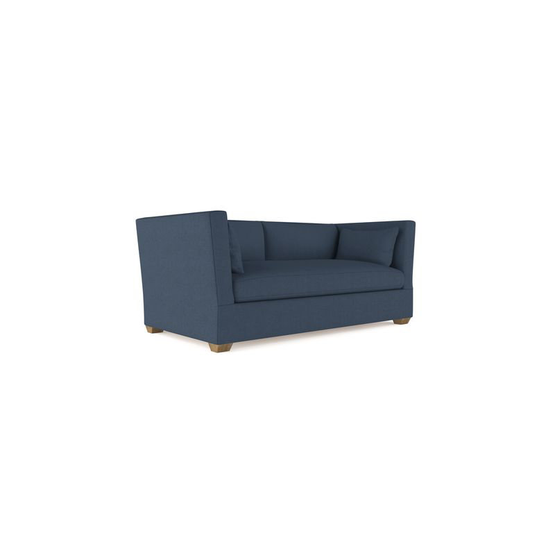 Rivington Flare Square Track-Arm Loveseat, Box Weave Linen Bluebell, Weathered, 31" H x 72" W x 37" D