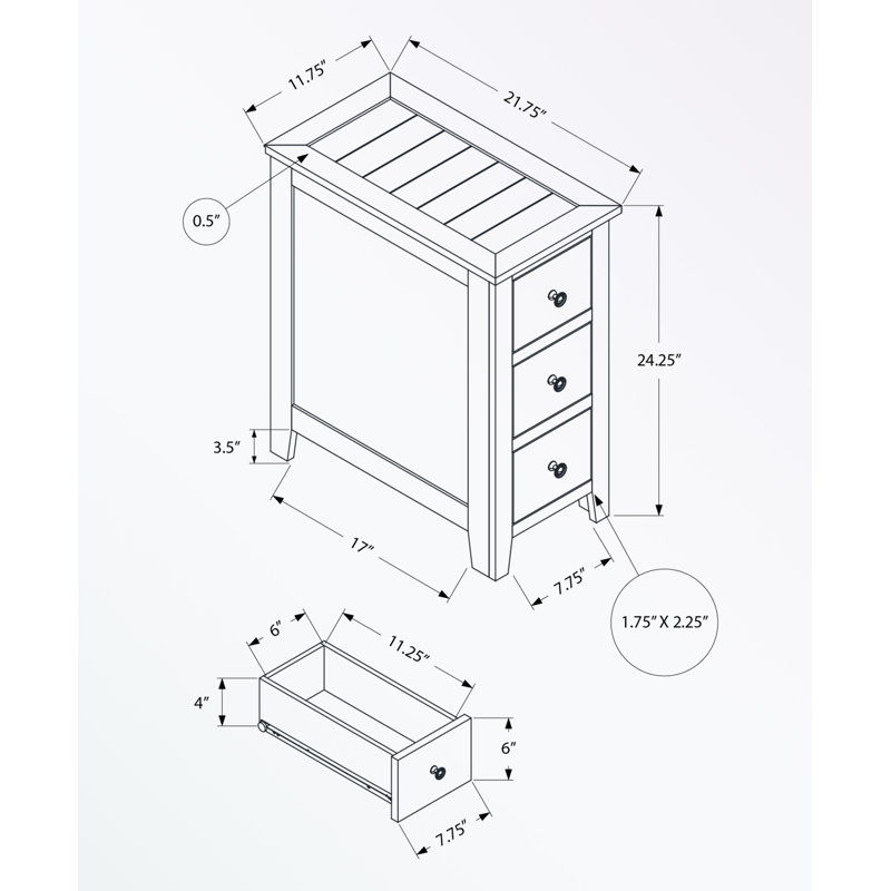 Solanus 3 - Drawer End Table, Brown/White
