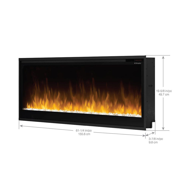 Dimplex Multi-Fire Slim Electric Fireplace - Integrated Smart Self-Diagnostics Technology, 19.64" H x 61.25" W x 3.86" D