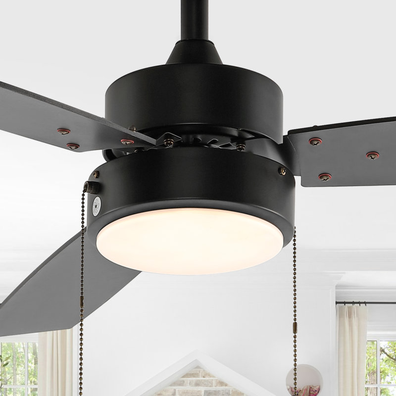 Arevik 42" 1-Light Modern 3-Speed Iron Height Adjustable Integrated LED Ceiling Fan with Pull Chains