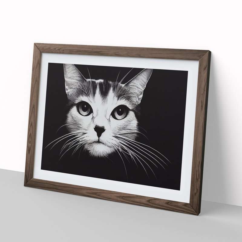 Magical Cat - Single Picture Frame Print, 46cm H x 64cm W x 2cm D, Walnut