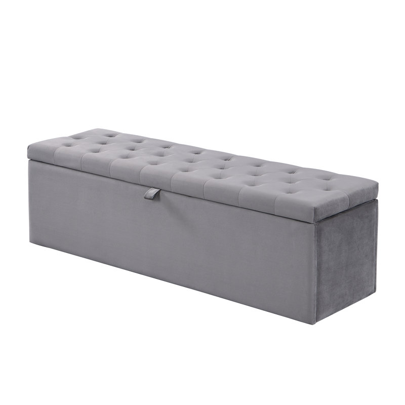 Upholstered Storage Bench, Gray