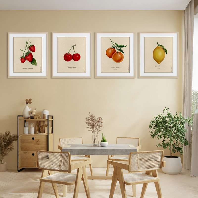 «Vintage Fruit Portraits», ensemble de 4 impressions encadrées sous verre, design par Danielle Murray, H 21 po x l 17 po