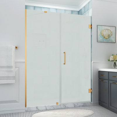 Belmore XL 64.25 - 65.25 in. x 80 in. Frameless Hinged Shower Door with Ultra-Bright Glass