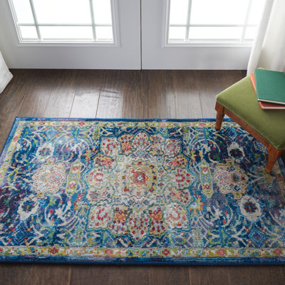Tapis bleu d'inspiration persane Raymond