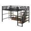 Lit mezzanine double en métal avec table et tablettes