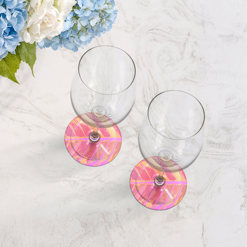 Sous-verres ronds en cuir tropical, Orchidée