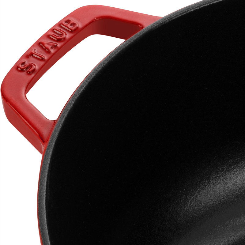 Staub Cast Iron Essential French Oven, Dutch Oven, 5-Quart, Serves 5-6, Made In France,  With Horse Lid - Cherry, Cherry
