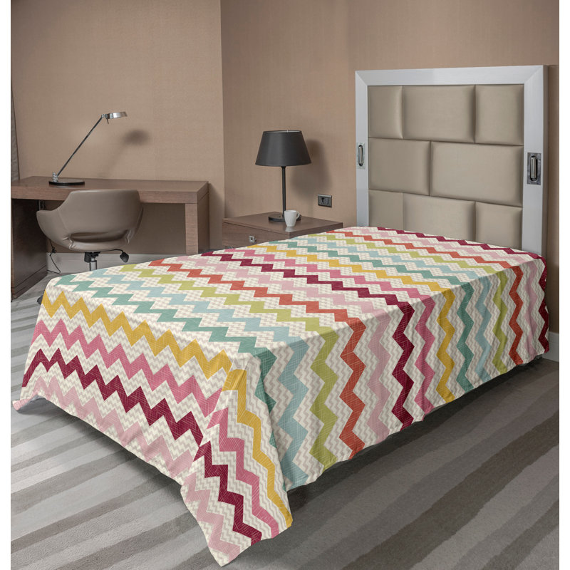 Ambesonne Top Flat Sheet Royal, Twin Flat Sheet, Multicolor Chevron 10