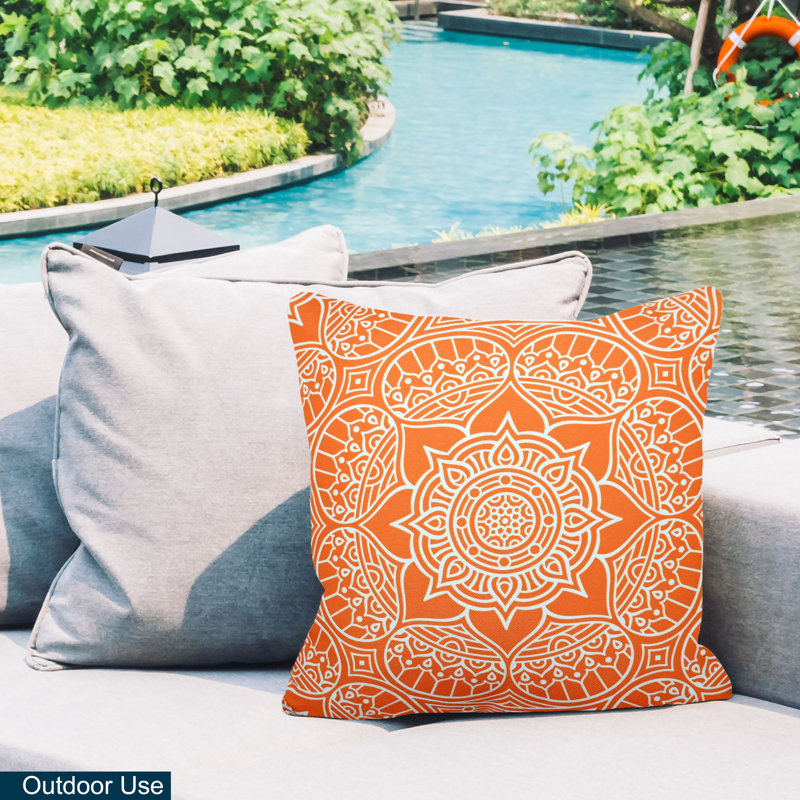 Coussin intérieur/extérieur Floral, Orange