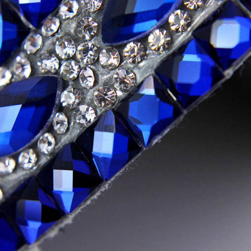 Sparkles Home Gatsby Silver Rhinestone Placemat | Felt Back, Vintage Glam Table Decor 15x15 Inch, Blue/Silver